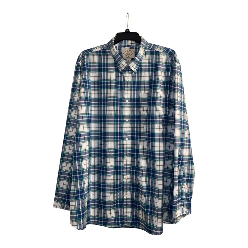 St. John’s Bay 3XLT Mens Plaid Casual Shirt Navy/Green Long Sleeve Button Down